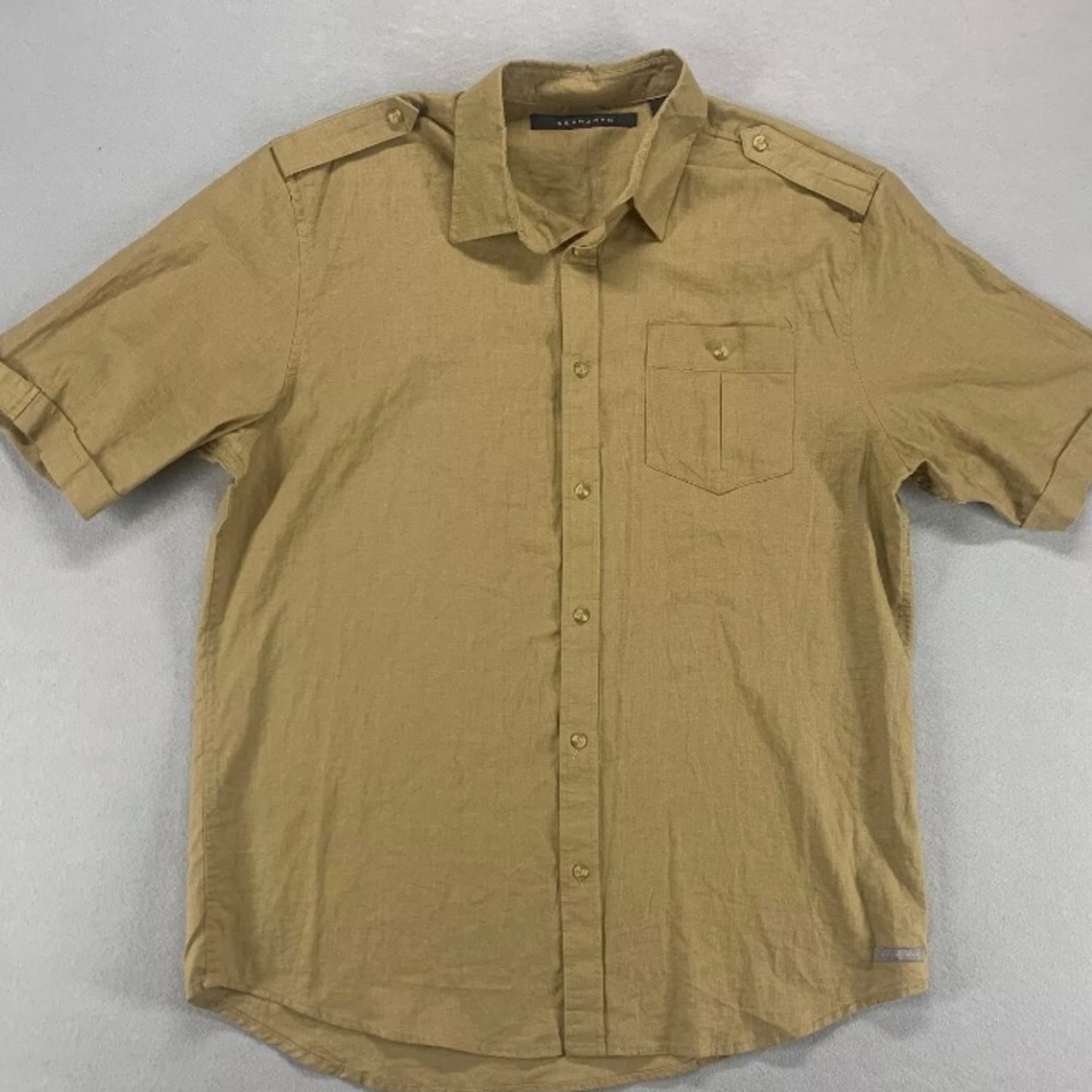 Summer Khaki Linen Button Down sean John Size L